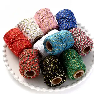 Cuerda de algodón de hilo de oro de 8 hilos de 1,5mm, embalaje de regalo, cuerda decorativa, etiqueta colgante, cuerda en Stock