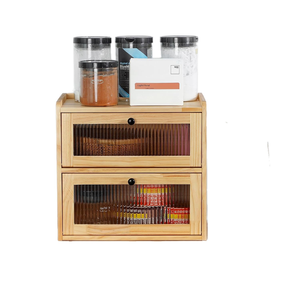 Jual Langsung Pabrik Kotak Roti Mini 2 Lapis Kayu Solid Tutup Lipat Penyimpanan Rumah Tangga Dapur Kabinet Kue Kering Penyimpanan Roti - Product Image 1
