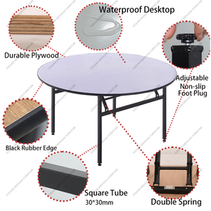 <strong>White</strong> PVC 4ft Foldable Hotel <strong>Table</strong> Folding <strong>Round</strong> Banquet <strong>Table</strong> - Product Image 5