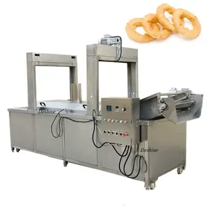 Continuous conveyor belt samosa frying machine Conveyor Belt Onion Garlic Frying Machine Gas Continuous Frying Machine
