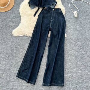 Conjuntos Casuales de Verano para Mujer: Top Túnica con Lazos y Conjunto de Mezclilla 3D de Cintura Alta, Trajes Deportivos al por Mayor - Product Image 3