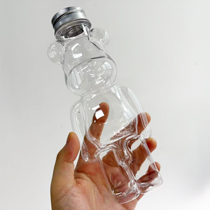 Dùng Một Lần Dễ Thương Sáng Tạo Động Vật Có Hình Dạng Chai Gấu Thỏ Mèo Pet Nhựa Chai Ly Cho Đồ Uống Với Nắp Nhôm - Product Image 4