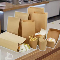 Sac à emporter en papier kraft brun avec logo personnalisé sac en papier SOS biodégradable écologique pour le déjeuner poignée pain sushi gelée