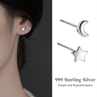 Boucles d'oreilles simples en argent sterling 925 hypoallergéniques, motifs cœur, fleur, étoile, lune, avec zircone cubique, pour femmes, vente en gros à prix abordable, pour le soin des piercings d'oreilles