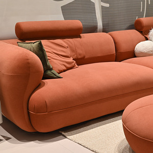 Nhà Máy Tùy Chỉnh Hiện Đại Tối Giản Pháp Ấm Cúng Màu Cam 4 Chỗ Ngồi Modular Nhung <span class=keywords><strong>Sofa</strong></span> Cho Phòng Khách - Product Image 2