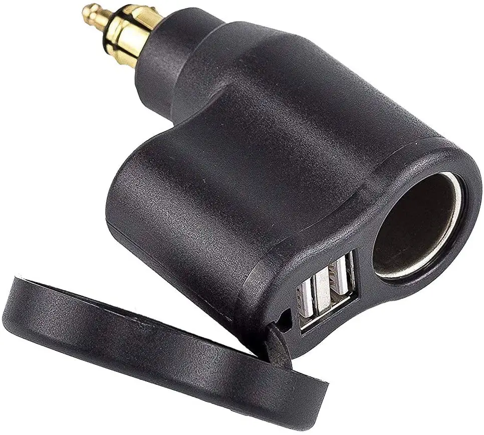 Din Hella Plug to Dual USB Charger 3.1A 12V Cigarette Lighter Socket for BMW Motorcycle Phone iPhone GPS SatNav