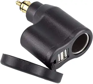 Din Hella Plug to Dual USB Charger 3.1A 12V Cigarette Lighter Socket for BMW Motorcycle Phone iPhone GPS SatNav