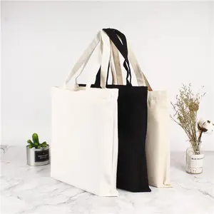 Natural Color Cotton Shopping Bag With Logos Eco -friendly Blank Bleached White Tote Bag Cotton Canvas