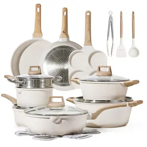 Denuo Groothandel Aluminium Eenvoudig Schoon Non-Stick Coating Effect Pan Sets Keukengerei Kookgerei Set