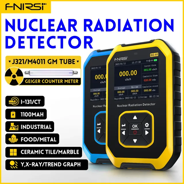FNIRSI GC-01 Geiger Counter Nuclear Radiation Detector (X-ray/Gamma/Beta) Personal Dosimeter Light/Vibration/Sound Alarm 80 CPM