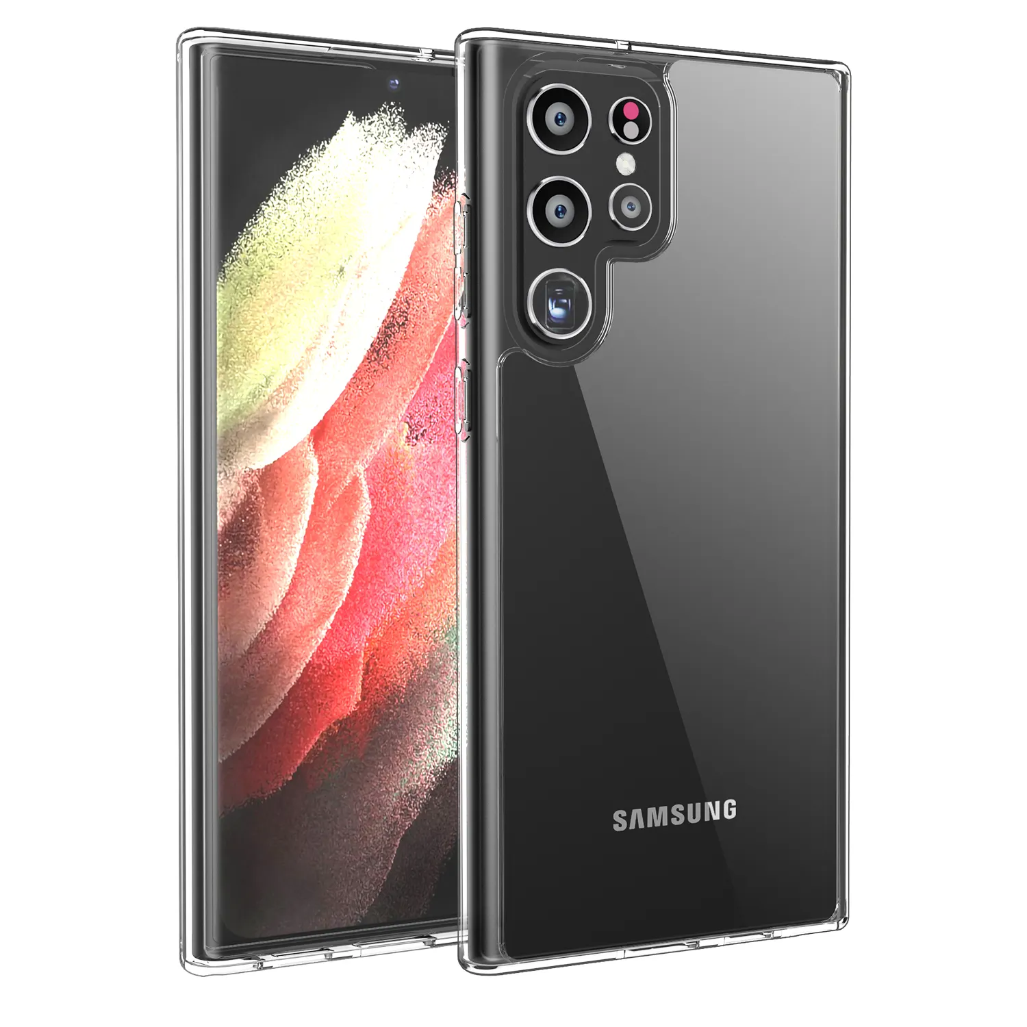 LeYi Sarung Ponsel Samsung Galaxy S22 Ultra, Pelindung Bening Transparan Anti Gores Tpu Akrilik Pc Keras