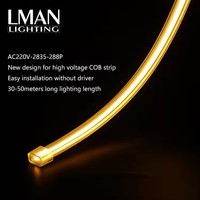 Bande de LED de décoration intérieure de vente chaude AC220V IP65 étanche 5M 10M par rouleau Flexible COB LED bande lumineuse