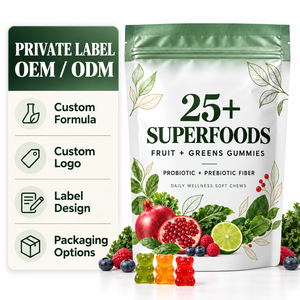 Gomitas de Superalimentos 25+ de Marca Privada con Probióticos, Fibra Prebiótica, Frutas Verdes, Antioxidantes, Masticables Blandos <span class=keywords><strong>para</strong></span> el Bienestar Diario, OEM, ODM - Product Image 1