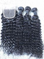 Extensions de Cheveux Humains Remy Vierge Bruts Alignés aux Cuticules Pas Chers, Cheveux Brésiliens Vison, 2*6 Lots avec Closure Frontale en Dentelle