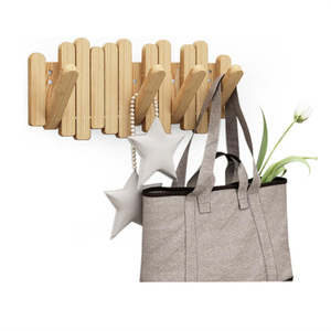 Wooden <b>Coat</b> <b>Hooks</b> Wall Mounted Solid <b>Wood</b> Rectangle Shape Natural Color Easy Install For Entryway Living Room Bedroom - Product Image 5