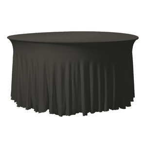 <span class=keywords><strong>Nappe</strong></span> de banquet de mariage personnalisée infroissable, lot de 6 nappes rondes noires en élasthanne avec jupe - Product Image 1