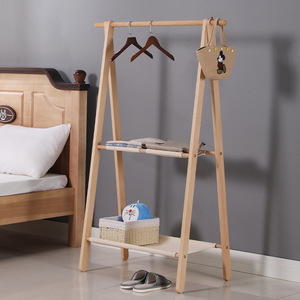 Perchero de Madera Maciza de Dos Niveles, Tipo de Pie, para Almacenamiento de Ropa en el Dormitorio, Diseño Moderno y Simple - Product Image 4