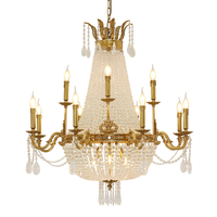 Jewellerytop Dôme Villa Lampe Suspendue en Cristal de Luxe Salle d'Église Européenne Laiton Antique Suspendu Boho Lustre Éclairage