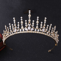 Couronne et couronne de mariée en alliage de zircon géométrique argent et or