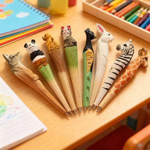 कारखाने कस्टम प्राकृतिक लकड़ी के नक्काशीदार जानवरों के साथ जानवरों के पेन उपहार के लिए लकड़ी के प्रचार बॉलपॉइंट पेन - Product Image 5