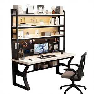 <span class=keywords><strong>Escritorio</strong></span> de Madera Maciza con Estantes Integrados, Mesa de Computadora para el Hogar, <span class=keywords><strong>Escritorio</strong></span> Combinado para Escribir, <span class=keywords><strong>Escritorio</strong></span> Gratuito para Estudiantes - Product Image 1