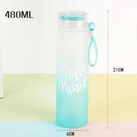 Vente en gros d'usine, gobelet en verre portable avec logo personnalisé, gobelet en verre givré à dégradé de couleur avec poignée