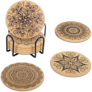 Sous-verres pour boissons absorbants avec support Sous-verres en liège pour table basse/table en bois, ensemble de 8 sous-verres amusants, sans odeur 1/4" - Product Image 3