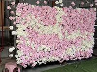 Mur de fleurs artificielles rose sur mesure grand format, vente en gros d'usine Bagang, produit phare