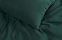 Parure de lit unie 300TC vert forêt 100% coton lavé avec 2 taies d'oreiller, fermeture boutonnée, antistatique et antibactérienne