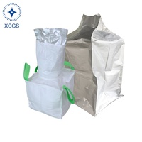 Sac Jumbo FIBC 1000 kg résistant aux déchirures, en feuille PET/PE, imprimé flexo, étanche à l'humidité, avec fermeture éclair supérieure et fond plat pour décharge de produits chimiques