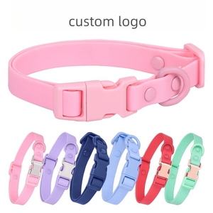 <span class=keywords><strong>Collar</strong></span> para mascotas de cuero de nailon recubierto de PVC de colores brillantes <span class=keywords><strong>Collar</strong></span> de perro impermeable de goma suave de PVC ajustable con placa de nombre - Product Image 1