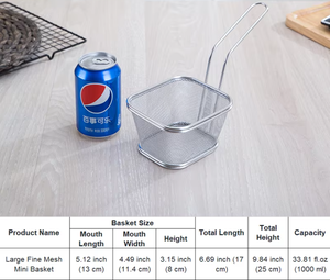 Mini panier à frites <span class=keywords><strong>Gourmet</strong></span> carré en métal frites BBQ Snack pour cuisine et restaurant pour aliments occidentaux frits et collations occidentales - Product Image 4