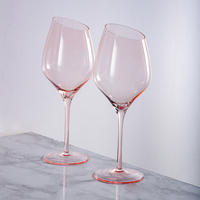 Verres à vin rose de style européen, verres à vin rouge et ensemble de verres à eau rouges, en cristal taillé biseauté