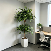 Arbre artificiel à feuilles vertes double étage en PE, hauteur 150 cm, résistant aux UV, éco-responsable, pour hôtels et restaurants (vente en gros)
