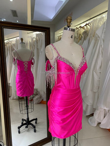 Nuevo cóctel fucsia lindo corto rebordear borla Prom Homecoming vestido proveedores Vestido corto <span class=keywords><strong>de</strong></span> graduación <span class=keywords><strong>para</strong></span> <span class=keywords><strong>adolescentes</strong></span> - Product Image 4