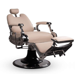 Nouveau fauteuil de barbier en cuir synthétique de luxe avec repose-pieds réglable, design écologique, châssis noir large pour salon de coiffure - Product Image 2