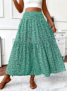 Jupe longue plissée fluide taille haute élastique à imprimé floral vintage style bohème pour <span class=keywords><strong>femme</strong></span> – Collection Automne 2026 - Product Image 3