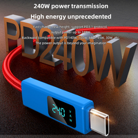Kabel Data Digital 240W Tipe-C ke Tipe-C untuk Pengisian Daya Laptop dengan Chip E-Maker PD3.1 Pengisian Cepat 5A Jaket Nilon Khusus Ponsel