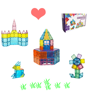 108件儿童益智玩具3D DIY磁铁积木套装儿童透明磁性积木瓷砖 - Product Image 5