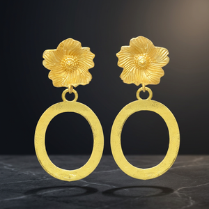 Pendientes de Aro Florales con Colgante de Flor para Mujer, Chapados en Oro Cristiano, para Fiesta, Boda, Compromiso, Venta al por Mayor, Moda - Product Image 2