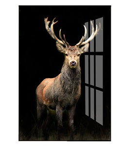 Stampa Acrilica Personalizzata, Dipinto di <span class=keywords><strong>Cervo</strong></span>, Quadro in Vetro <span class=keywords><strong>da</strong></span> Parete, Pittura Astratta Europea in Cristallo e Porcellana - Product Image 6