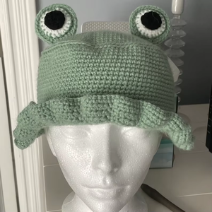 Chapeau Bob Unisexe Adulte Tricoté à la Main Motif <span class=keywords><strong>Grenouille</strong></span> <span class=keywords><strong>au</strong></span> <span class=keywords><strong>Crochet</strong></span> Style <span class=keywords><strong>Bonnet</strong></span> Mignon 100% Coton - Product Image 1