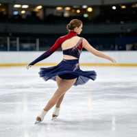 Robe de patinage et de danse pour enfants et adultes, dégradé rouge et bleu, col montant, asymétrique à une épaule, dos découpé avec strass, pour compétition et spectacle de patinage artistique