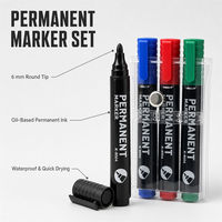 Ensemble de 4 stylos marqueurs permanents de couleur, pointe ronde imperméable, marqueurs à pointe biseautée pour le bureau, l'école, l'écriture