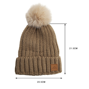 <span class=keywords><strong>Bonnet</strong></span> avec <span class=keywords><strong>pompon</strong></span> en fausse fourrure pour femmes et filles, hiver, logo personnalisé, doublure en polaire acrylique, tricot côtelé - Product Image 6