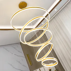 Luci a sospensione in acrilico 2024 lampadario a Led moderno soggiorno scale soffitto decorazione camera cerchio di lusso casa oro