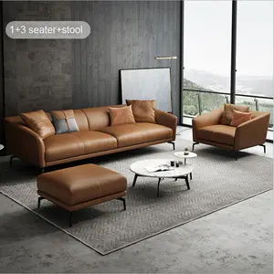 Customized Living Room Couch Modern Real Leather Sofa Set Furniture