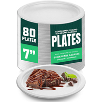 Assiettes jetables biodégradables et compostables pour restaurants de restauration rapide, vaisselle à emporter, vaisselle de fête en céramique et canne à sucre