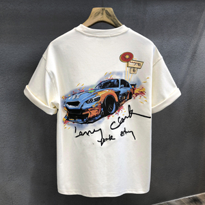 Camiseta de manga corta bordada de motocicleta retro para hombre <span class=keywords><strong>en</strong></span> la calle - Product Image 2