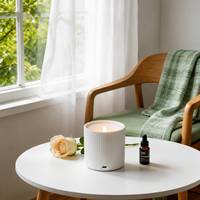 Diffuseur en forme de bougie sans flamme, version rechargeable, pour huiles essentielles pures ; Lampe d'ambiance à lumière douce pour aromathérapie intérieure 0,5 L